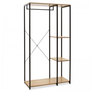 Έπιπλο εισόδου-ντουλάπα Ramon  φυσικό-μαύρο 90,5x41x167εκ