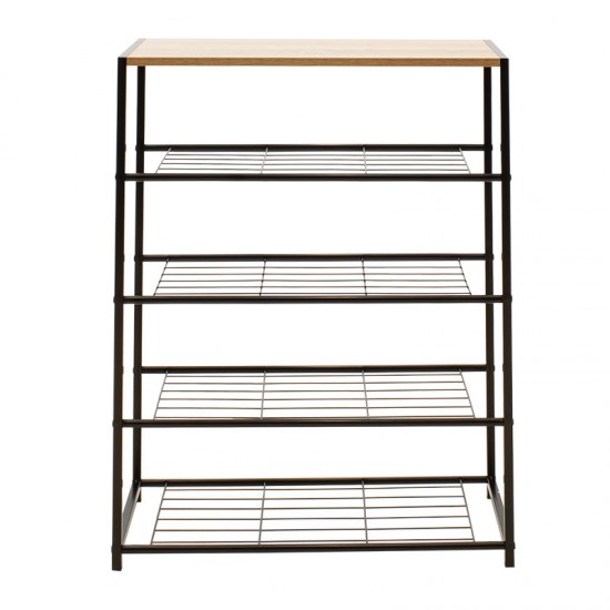 Παπουτσοθήκη Ramon 12 ζευγών φυσικό-μαύρο 63x30x83εκ