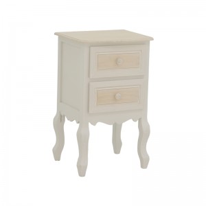 Συρταριέρα Joliene Inart mdf σε λευκή αντικέ-φυσική απόχρωση 40x34.5x64.5εκ