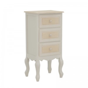 Συρταριέρα Joliene Inart mdf σε λευκή αντικέ-φυσική απόχρωση 40x34.5x82εκ