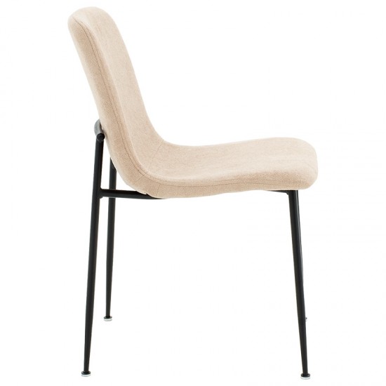 Καρέκλα Gratify ύφασμα μπουκλέ εκρού-πόδι μαύρο 44x58xH81cm