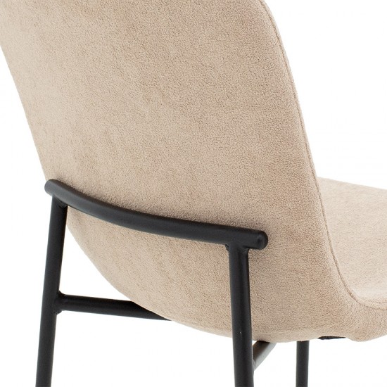 Καρέκλα Gratify ύφασμα μπουκλέ εκρού-πόδι μαύρο 44x58xH81cm