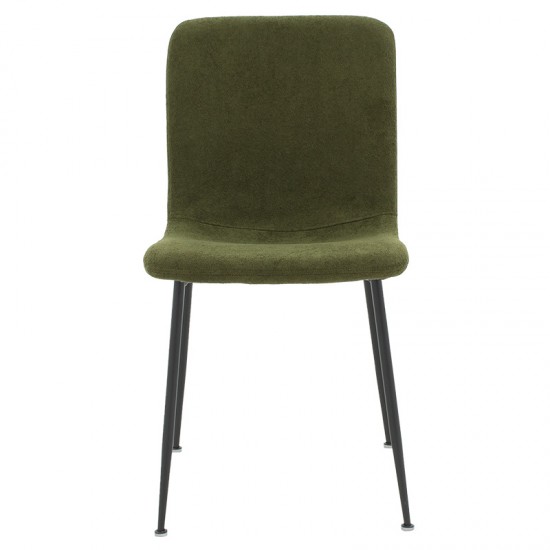 Καρέκλα Gratify ύφασμα μπουκλέ χακί-πόδι μαύρο 44x58xH81cm