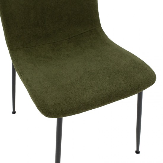 Καρέκλα Gratify ύφασμα μπουκλέ χακί-πόδι μαύρο 44x58xH81cm