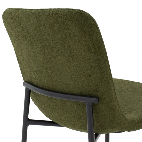 Καρέκλα Gratify ύφασμα μπουκλέ χακί-πόδι μαύρο 44x58xH81cm