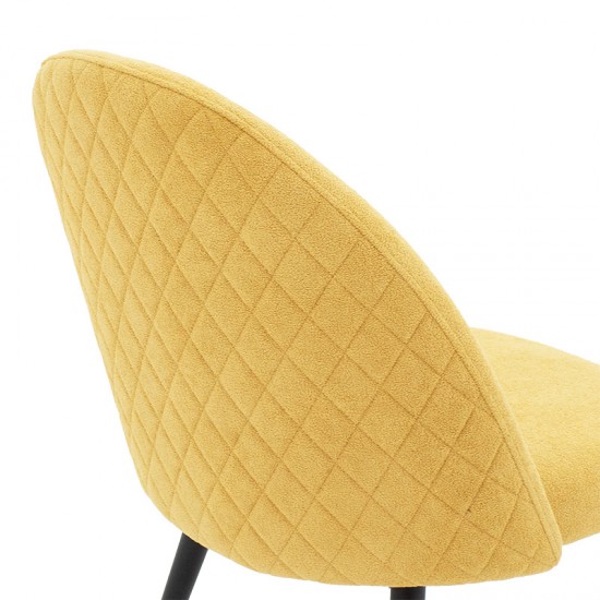 Καρέκλα Graceful ύφασμα μπουκλέ κίτρινο-πόδι μαύρο 50x53xH83cm