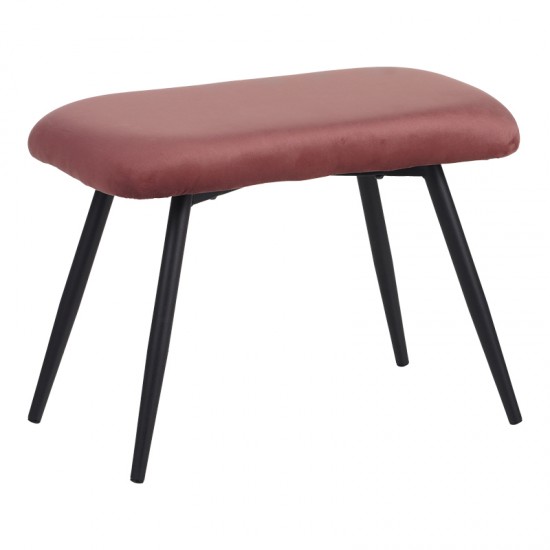 Πολυθρόνα με υποπόδιο Rueda βελούδο σε σάπιο μήλο απόχρωση με μαύρα μεταλλικά πόδια 71.5x66.5x99εκ