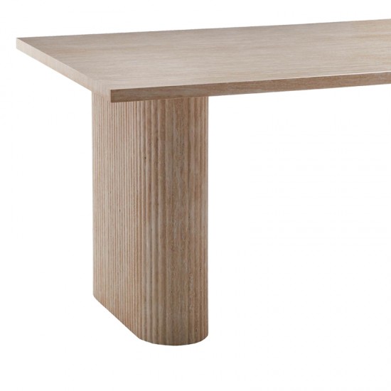 Τραπέζι Loozir mdf σε λευκή όψη τραβερτίνας 180x90x75εκ