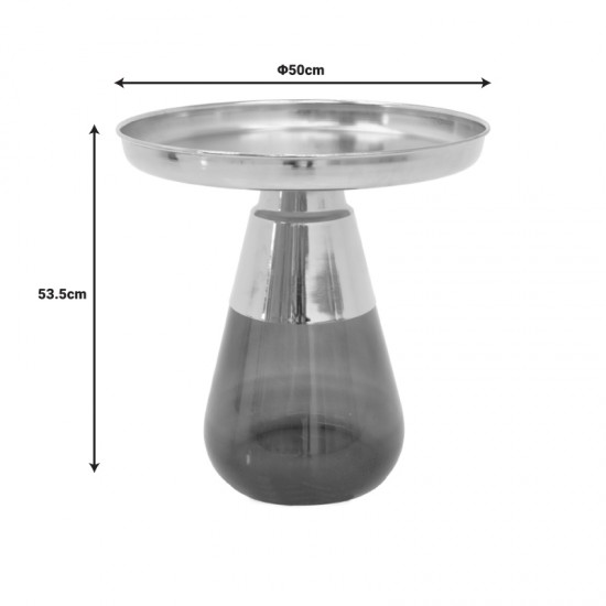 Τραπέζια σαλονιού Kunlo σετ 2τεμ χρυσό χρώμιο-μαύρο γυαλί