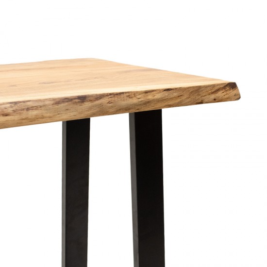 Τραπέζι μπαρ-κονσόλα Miles  μασίφ ξύλο 4εκ καρυδί-πόδι μαύρο 120x53x97εκ