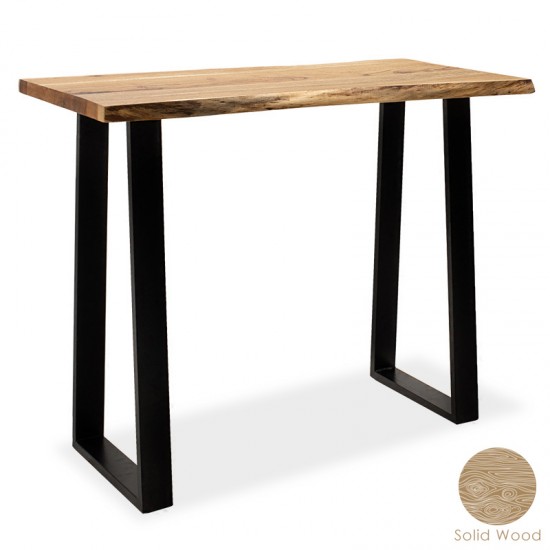 Τραπέζι μπαρ-κονσόλα Miles  μασίφ ξύλο 4εκ καρυδί-πόδι μαύρο 120x53x97εκ