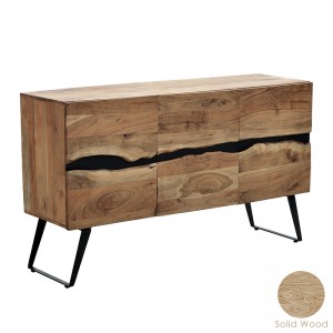 Μπουφές Imena μασίφ ξύλο 4εκ καρυδί-μαύρο 148x43.5x86εκ