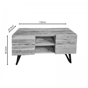 Έπιπλο τηλεόρασης Dervie φυσικό μασίφ ξύλο ακακίας 130x43.5x66.5εκ