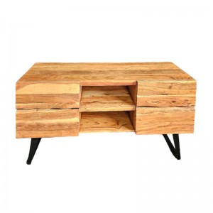 Έπιπλο τηλεόρασης Dervie φυσικό μασίφ ξύλο ακακίας 130x43.5x66.5εκ