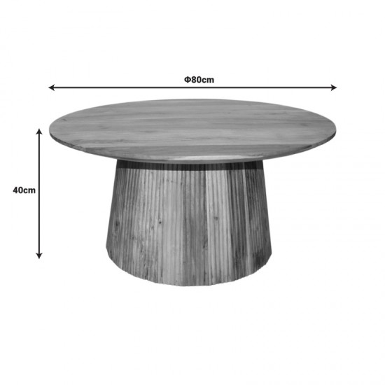 Τραπέζι σαλονιού Canicule I  μασίφ ξύλο ακακίας σε φυσική απόχρωση Φ80x40εκ