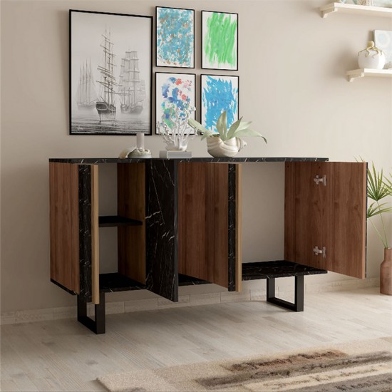 Μπουφές Amanda καρυδί-μαύρο 160x74x78.5εκ