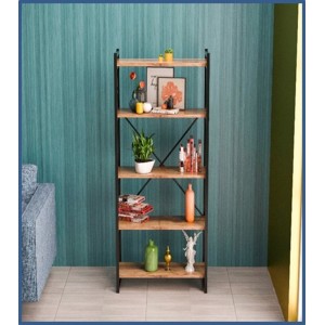 Βιβλιοθήκη Baker καρυδί-μαύρο 66x34x180εκ