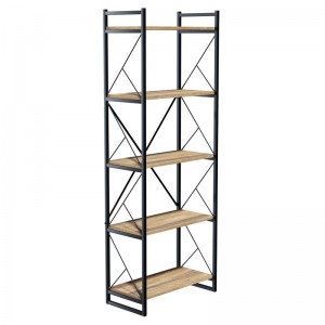 Βιβλιοθήκη Baker καρυδί-μαύρο 66x34x180εκ