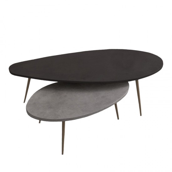 Τραπέζι σαλονιού Monty 2 τεμ. σε απόχρωση σε μαύρο-γκρι απόχρωση 116x46x46εκ