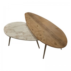 Τραπέζι σαλονιού Monty 2 τεμ σε απόχρωση φυσικό-μπεζ μαρμάρου 116x46x46εκ