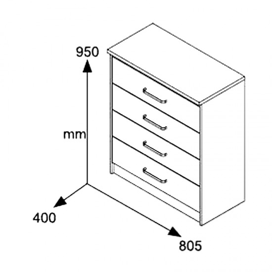 Συρταριέρα OLYMPUS με 4 συρτάρια χρώμα castillo-toro 80x40x95εκ