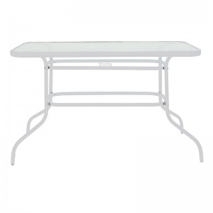 Τραπέζι κήπου Valor μέταλλο λευκό-γυαλί 120x70x70εκ
