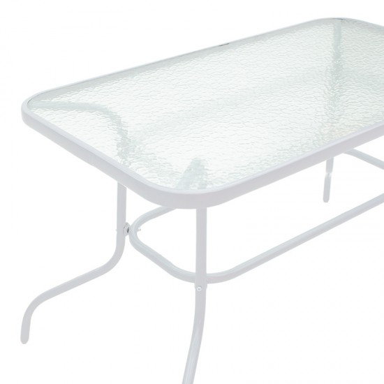 Τραπέζι κήπου Valor μέταλλο λευκό-γυαλί 120x70x70εκ