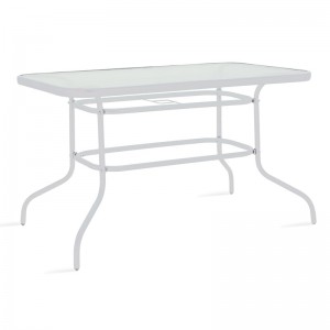 Τραπέζι κήπου Valor μέταλλο λευκό-γυαλί 120x70x70εκ