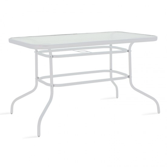 Τραπέζι κήπου Valor μέταλλο λευκό-γυαλί 120x70x70εκ