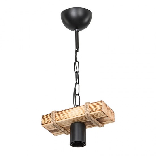 Φωτιστικό οροφής PWL-1027 Ε27 φυσικό-μαύρο 20x10x43εκ