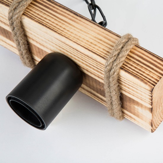 Φωτιστικό οροφής PWL-1027 Ε27 φυσικό-μαύρο 20x10x43εκ