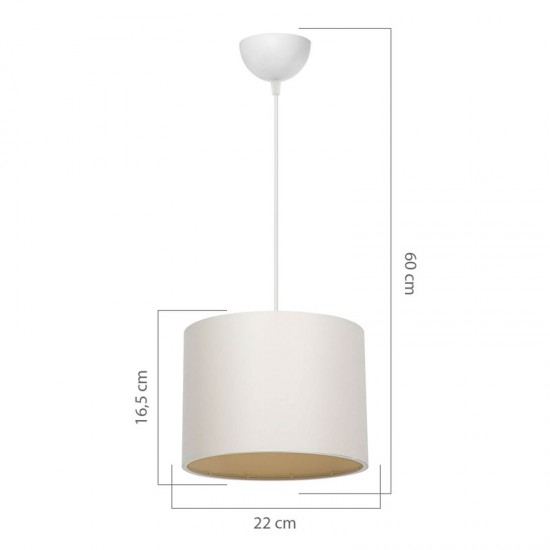 Φωτιστικό οροφής PWL-1115 Ε27 κρεμ-λευκό Φ22x60εκ