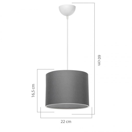 Φωτιστικό οροφής PWL-1115 Ε27 γκρι-λευκό Φ22x60εκ