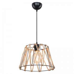 Φωτιστικό οροφής μονόφωτο PWL-1160 E27 μαύρο-σχοινί 30x54εκ