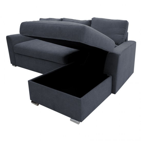 Γωνιακός καναπές-κρεβάτι αριστερή γωνία Belle ανθρακί 236x164x88εκ