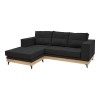 Γωνιακός καναπές αναστρέψιμος Mirabel μαύρο ύφασμα-φυσικό ξύλο 250x184x100εκ
