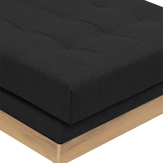Γωνιακός καναπές αναστρέψιμος Mirabel μαύρο ύφασμα-φυσικό ξύλο 250x184x100εκ