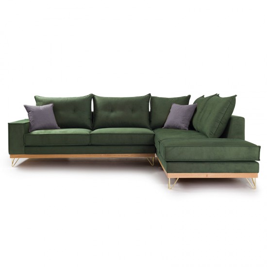 Γωνιακός καναπές αριστερή γωνία Luxury II ύφασμα κυπαρισσί-ανθρακί 290x235x95εκ