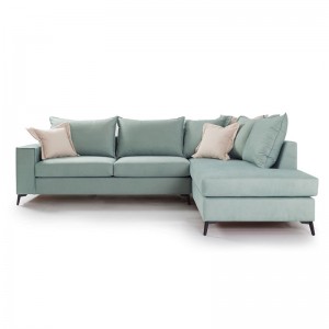 Γωνιακός καναπές αριστερή γωνία Romantic ύφασμα ciel-cream 290x235x95εκ