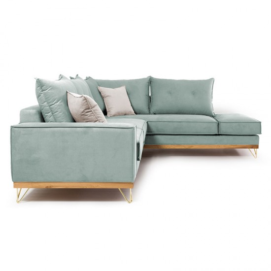 Γωνιακός καναπές αριστερή γωνία Luxury II ύφασμα ciel-cream 290x235x95εκ
