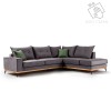 Γωνιακός καναπές αριστερή γωνία Luxury II ύφασμα ανθρακί-κυπαρισσί 290x235x95εκ