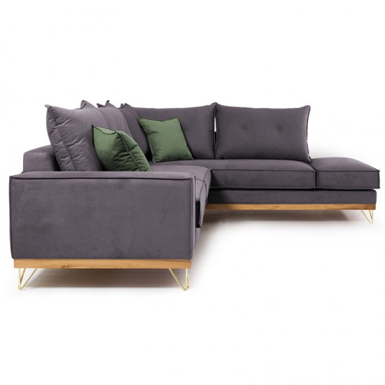 Γωνιακός καναπές αριστερή γωνία Luxury II ύφασμα ανθρακί-κυπαρισσί 290x235x95εκ