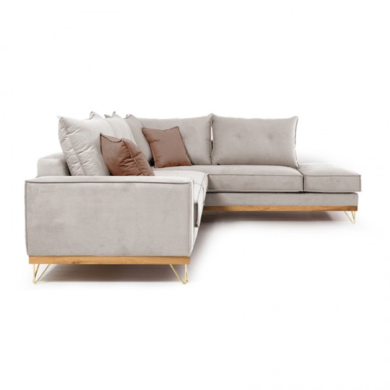 Γωνιακός καναπές αριστερή γωνία Luxury II ύφασμα cream-mocha 290x235x95εκ