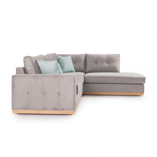 Γωνιακός καναπές αριστερή γωνία Boston ύφασμα elephant-ciel 280x225x90εκ