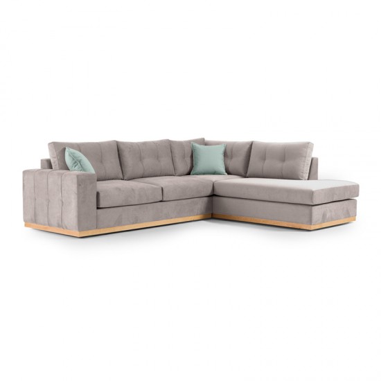 Γωνιακός καναπές αριστερή γωνία Boston ύφασμα elephant-ciel 280x225x90εκ