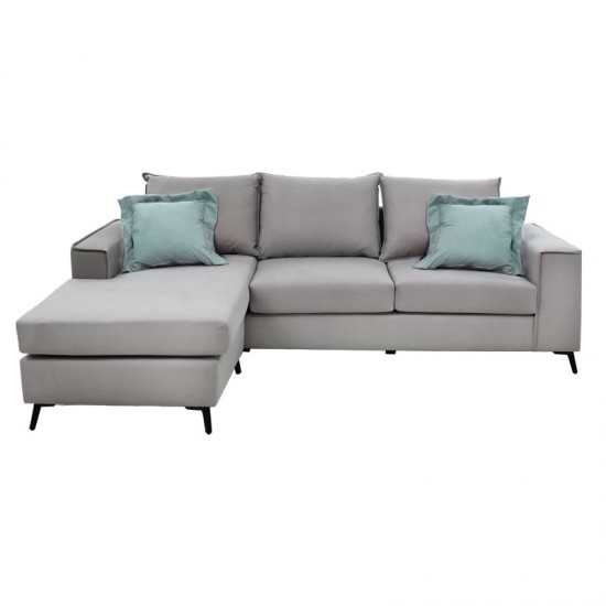Γωνιακός καναπές Fabulous αναστρέψιμος ύφασμα elephant-ciel 240x165x95εκ