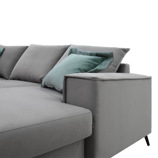 Γωνιακός καναπές Fabulous αναστρέψιμος ύφασμα elephant-ciel 240x165x95εκ