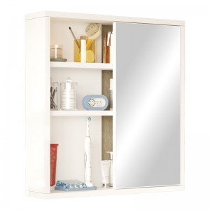 Ντουλάπι μπάνιου Bagno με καθρέπτη σε λευκή απόχρωση 60x14.5x63.6εκ