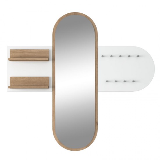 Κρεμάστρα-καθρέπτης Baunty λευκό-καρυδί125x2x122εκ