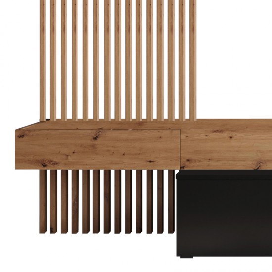 Σύνθετο σαλονιού Litende μαύρο-sonoma μελαμίνης 249.5x42x199.5εκ